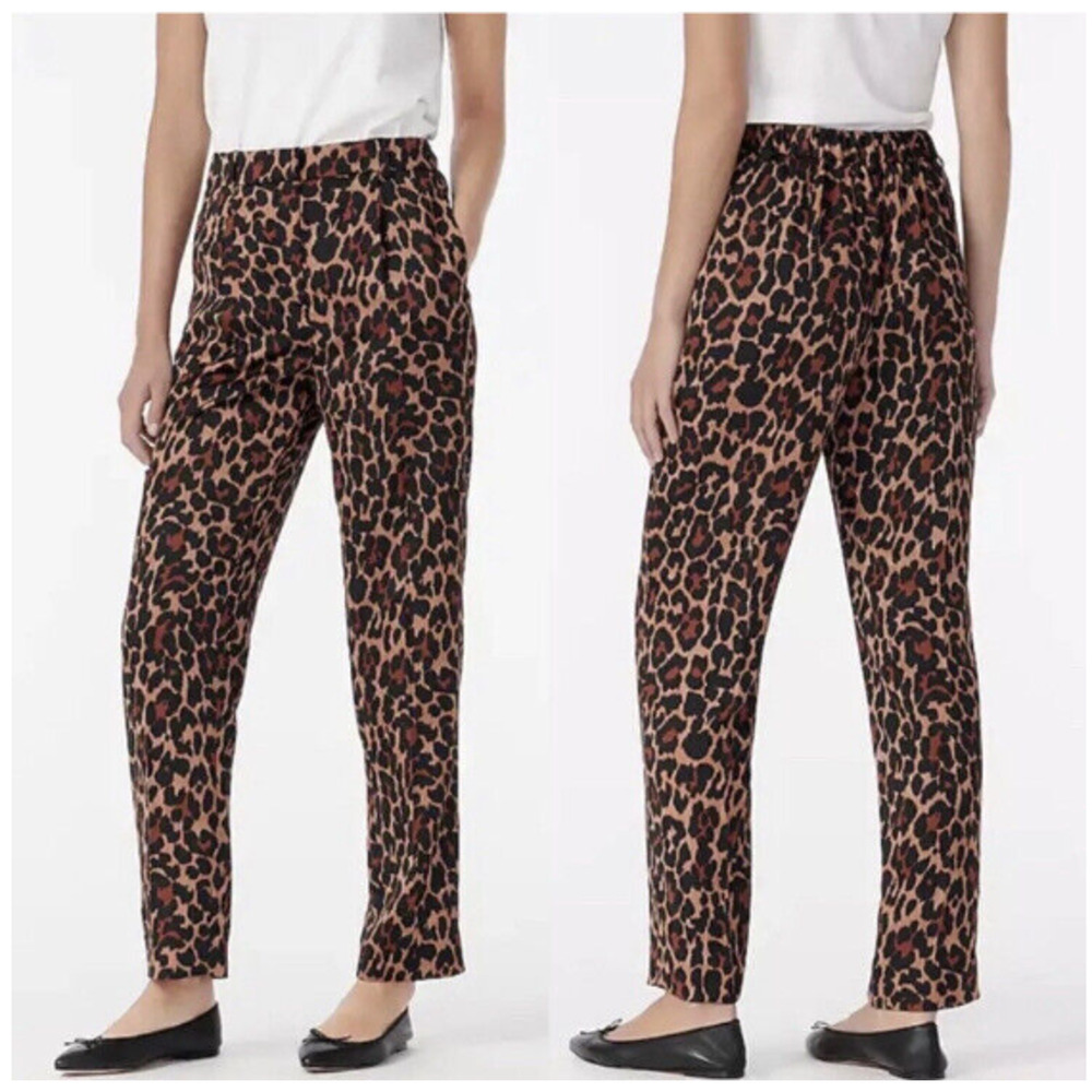 NWT J. Crew Leopard High Rise Trouser Pants Size 4